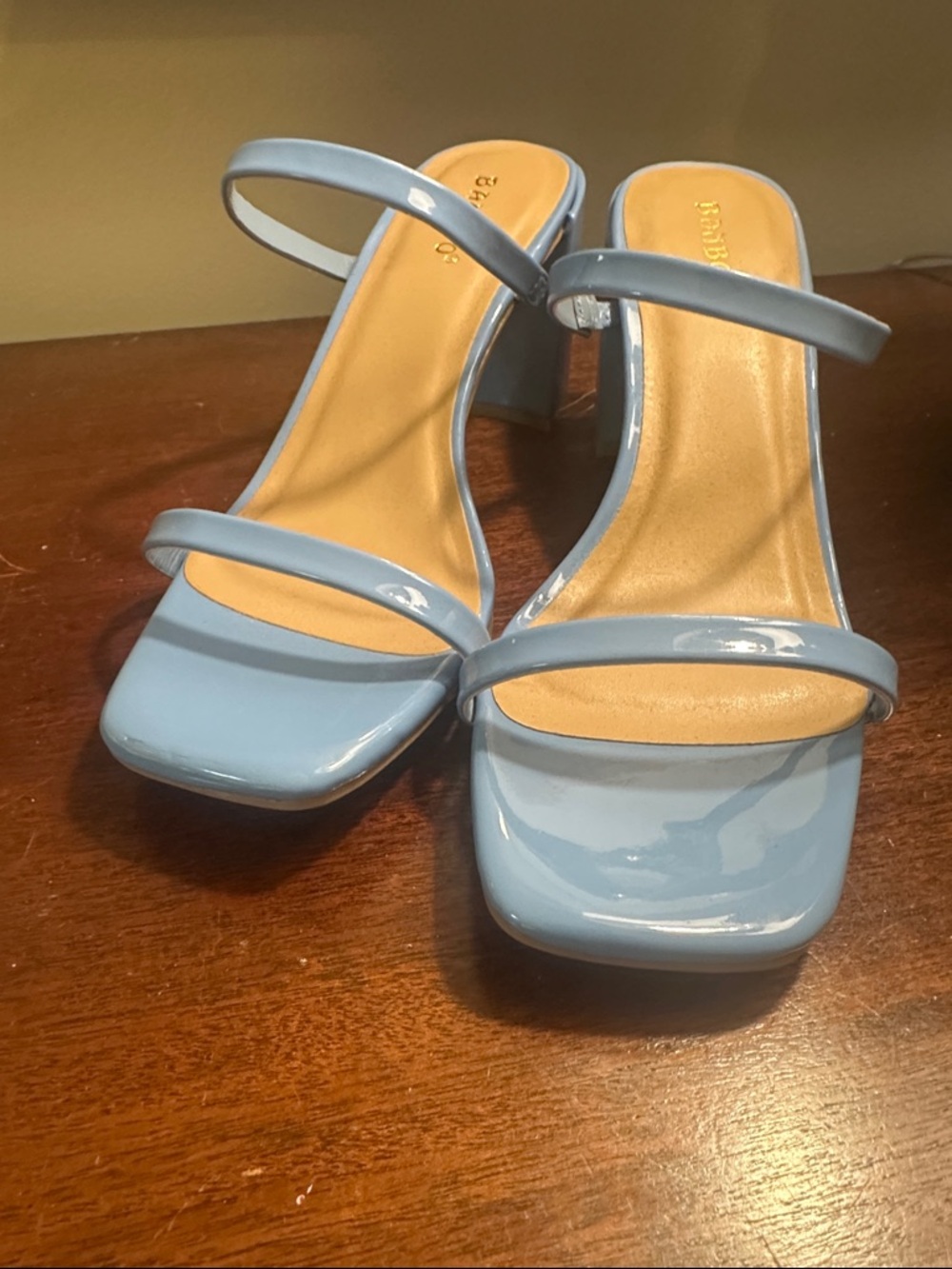 BAMBOO Powder Blue Patent Double-Strap Block Heels size 9